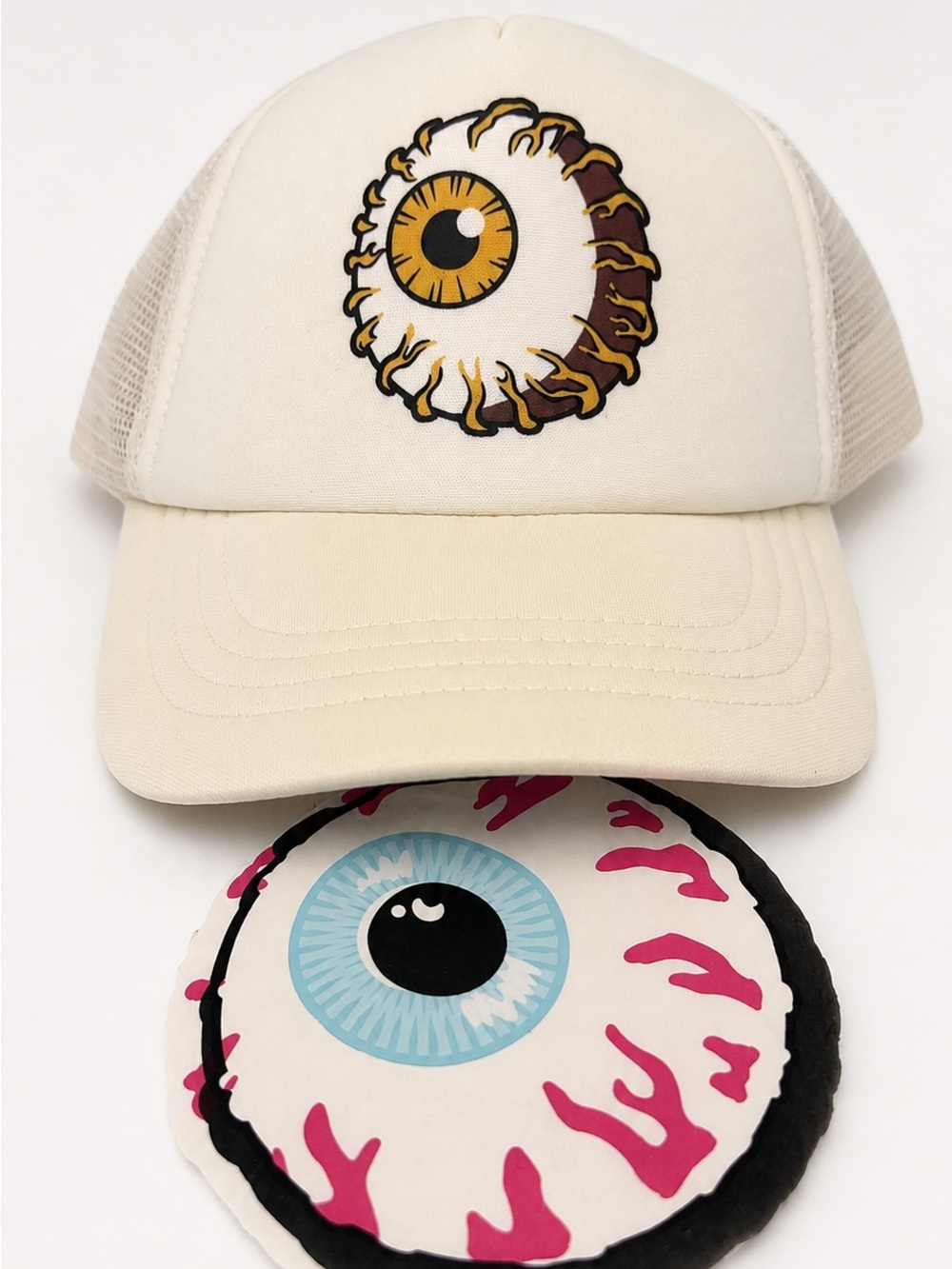 Mishka Keep Watch Eyeball Cream Trucker Hat NWT